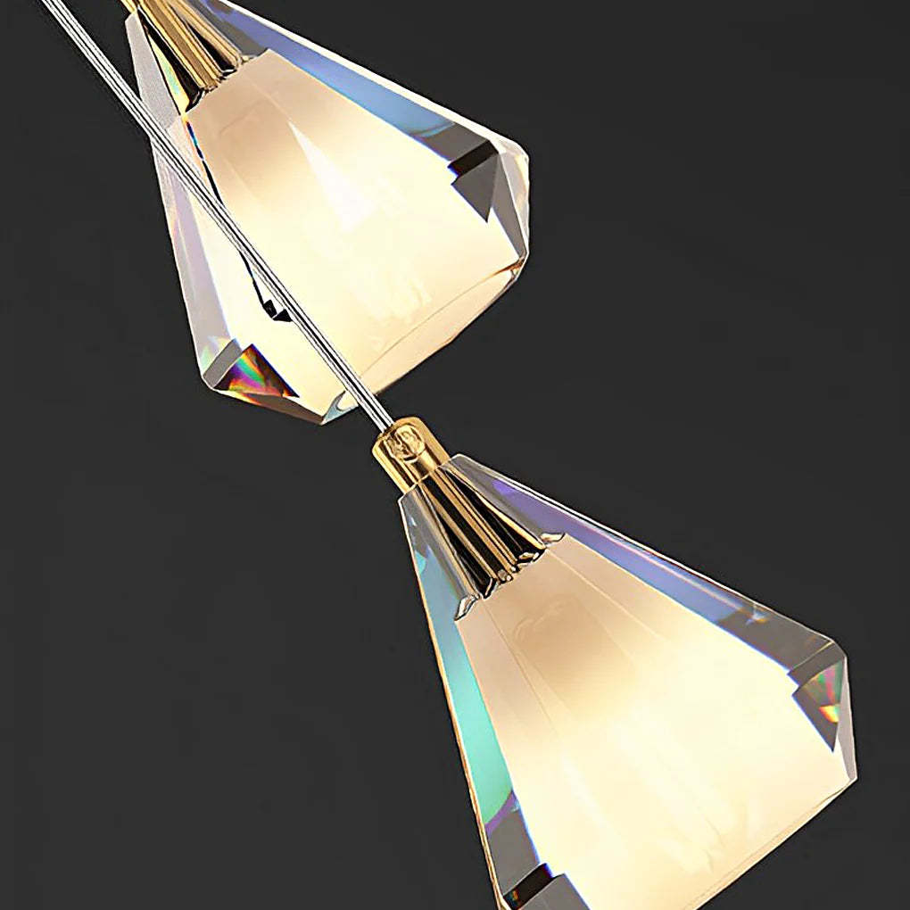 Creative Crystal Shade Three Step Dimming Nordic Staircase Chandelier-Fullstarlighting