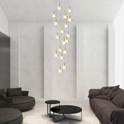 Creative Crystal Shade Three Step Dimming Nordic Staircase Chandelier-Fullstarlighting