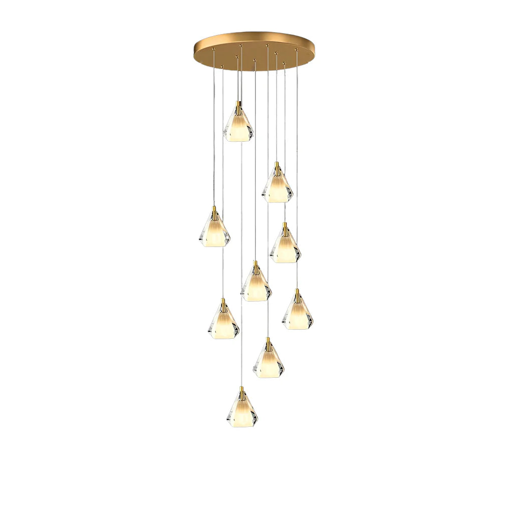 Creative Crystal Shade Three Step Dimming Nordic Staircase Chandelier-Fullstarlighting