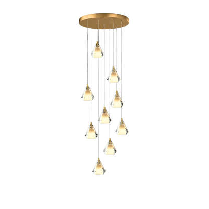 Creative Crystal Shade Three Step Dimming Nordic Staircase Chandelier-Fullstarlighting