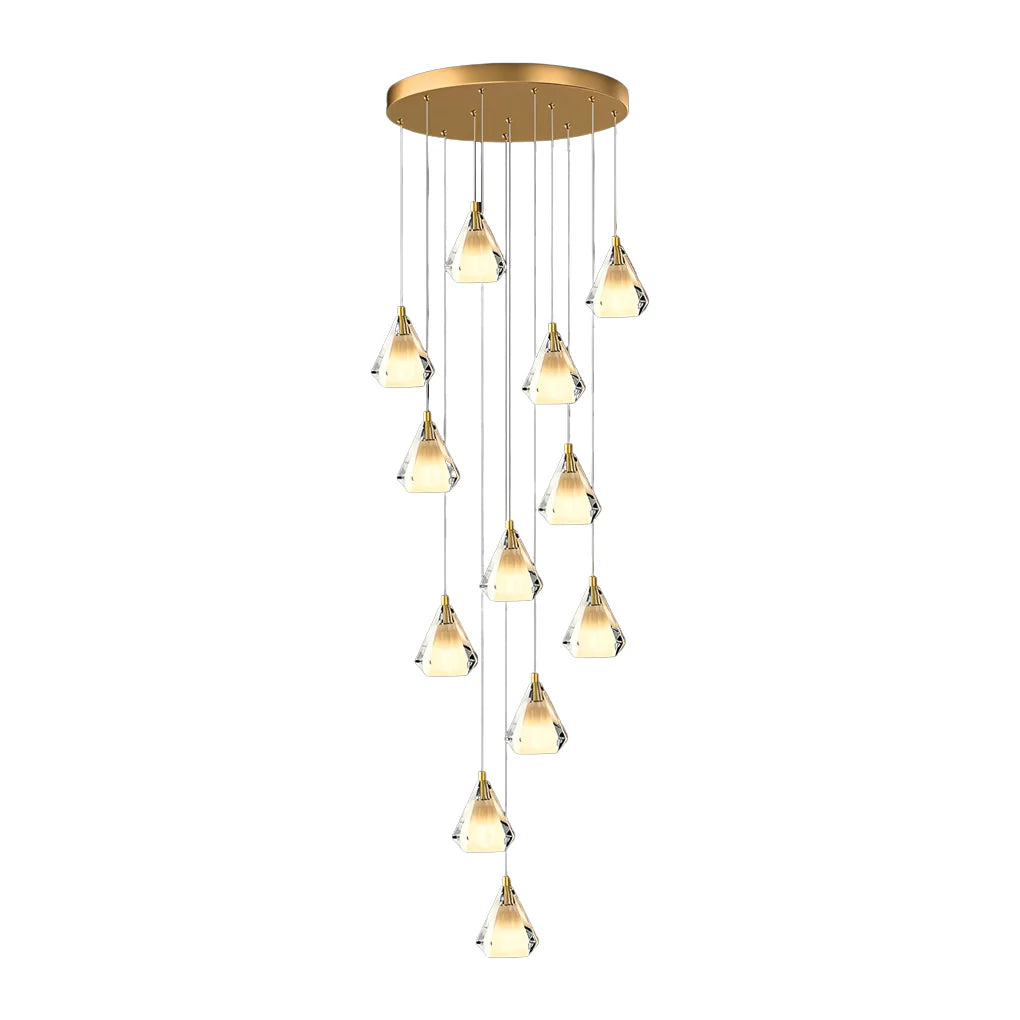 Creative Crystal Shade Three Step Dimming Nordic Staircase Chandelier-Fullstarlighting