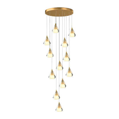 Creative Crystal Shade Three Step Dimming Nordic Staircase Chandelier-Fullstarlighting