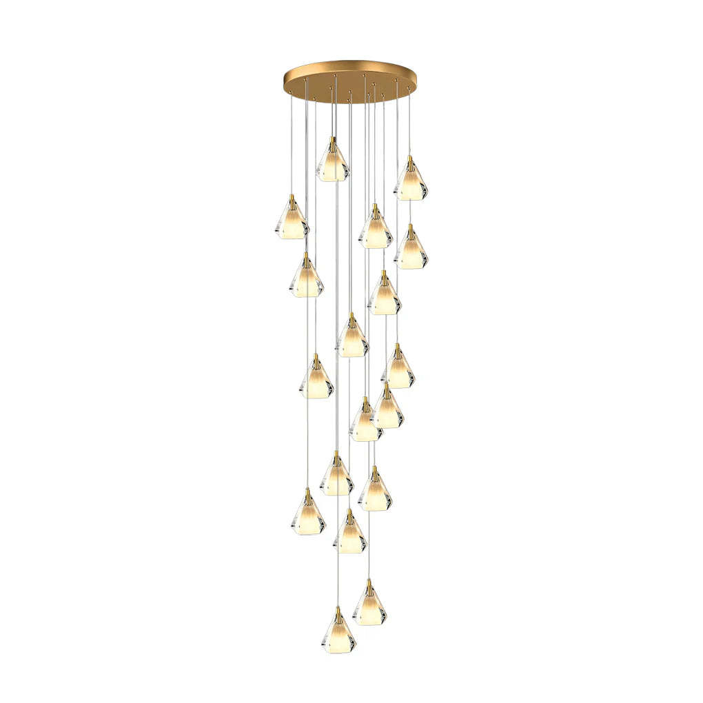 Creative Crystal Shade Three Step Dimming Nordic Staircase Chandelier-Fullstarlighting