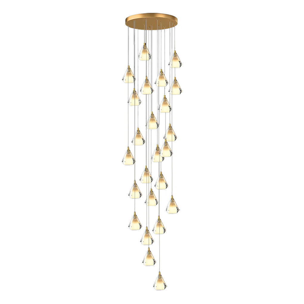 Creative Crystal Shade Three Step Dimming Nordic Staircase Chandelier-Fullstarlighting