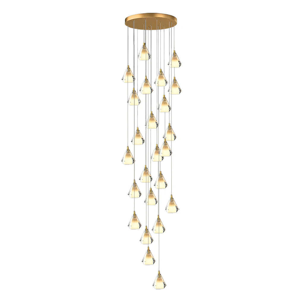 Creative Crystal Shade Three Step Dimming Nordic Staircase Chandelier-Fullstarlighting