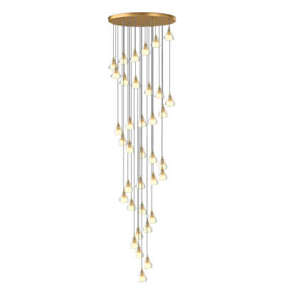 Creative Crystal Shade Three Step Dimming Nordic Staircase Chandelier-Fullstarlighting