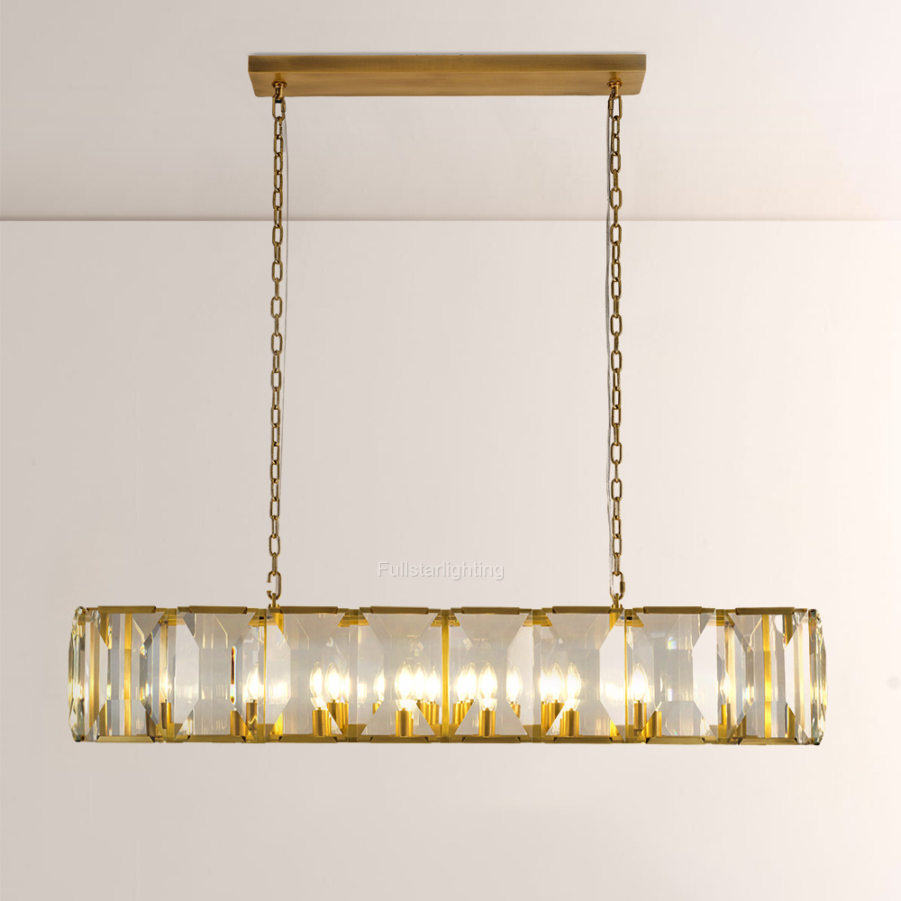 Kiko Crystal Rectangular Chandelier 62"-Fullstarlighting