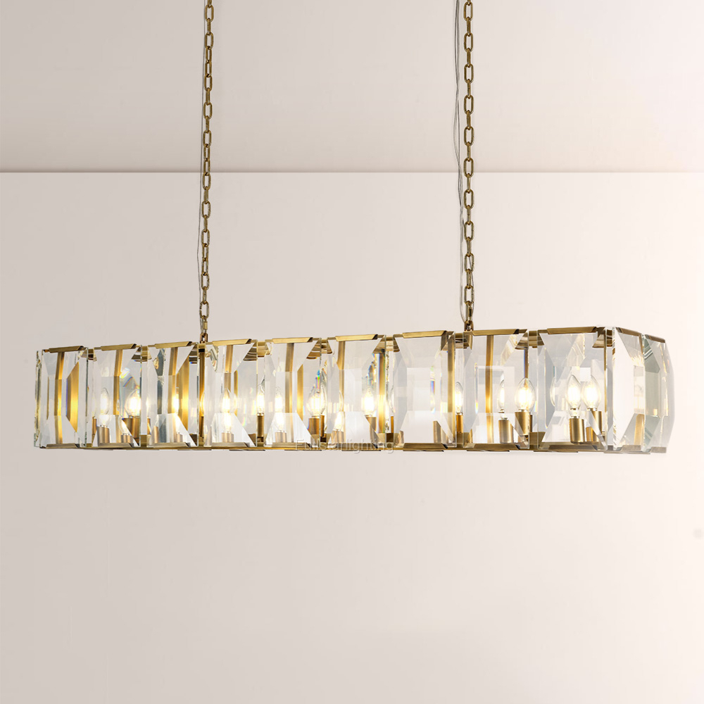 Kiko Crystal Rectangular Chandelier 62"-Fullstarlighting