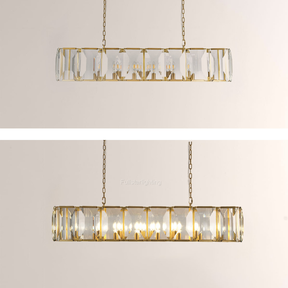Kiko Crystal Rectangular Chandelier 62"-Fullstarlighting