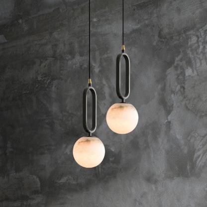 Alabaster Oval Ring Pendant-Fullstarlighting