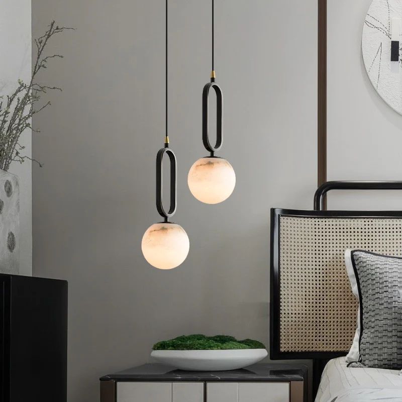 Alabaster Oval Ring Pendant-Fullstarlighting