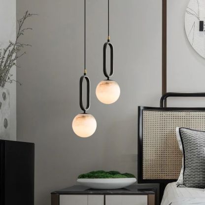 Alabaster Oval Ring Pendant-Fullstarlighting
