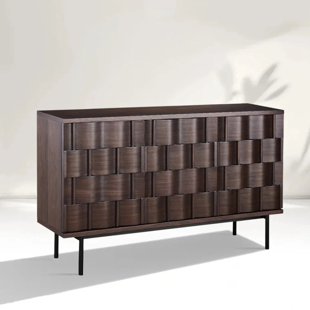 Ariel 3-Door Modern Sideboard Cabinet with Woven Texture-Fullstarlighting