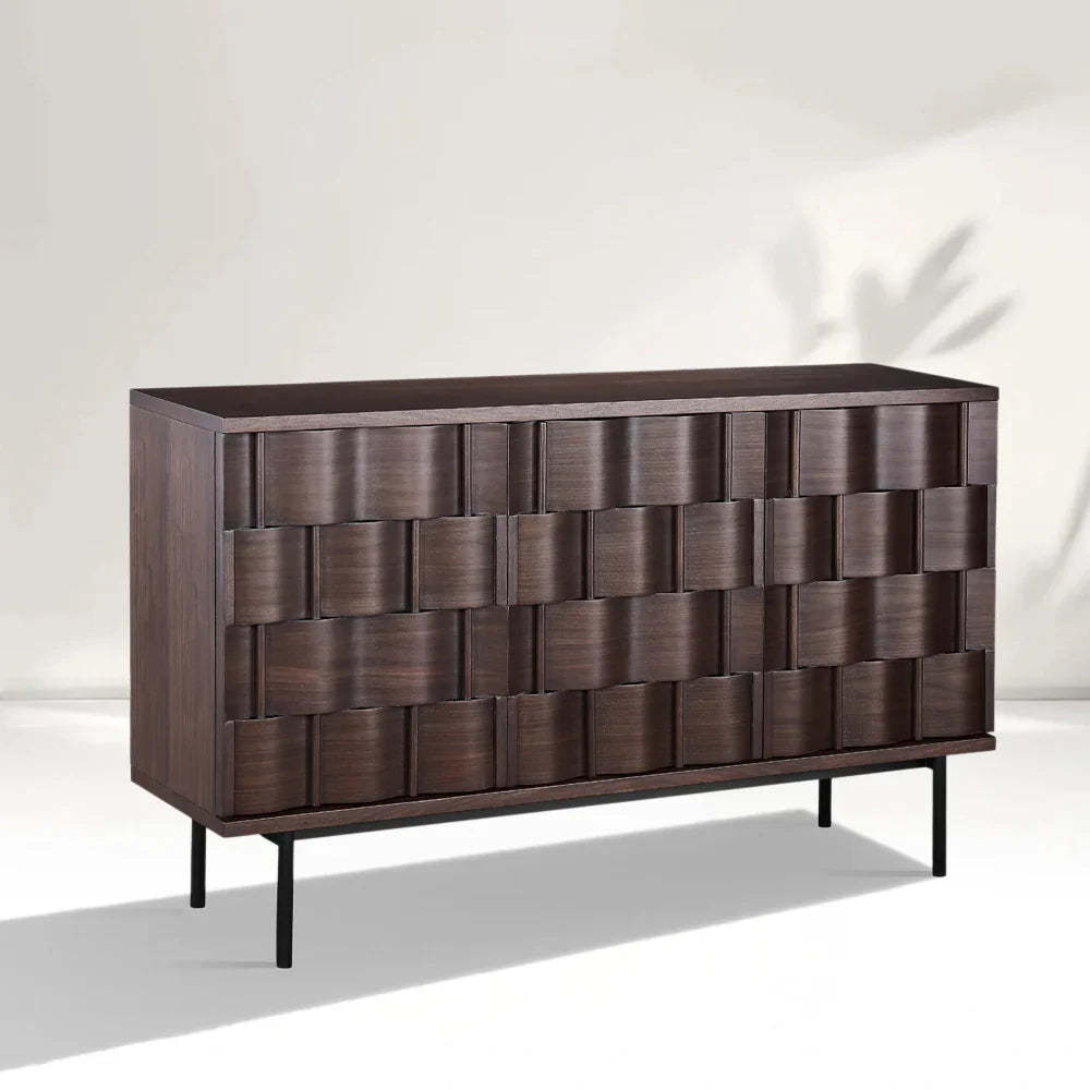 Ariel 3-Door Modern Sideboard Cabinet with Woven Texture