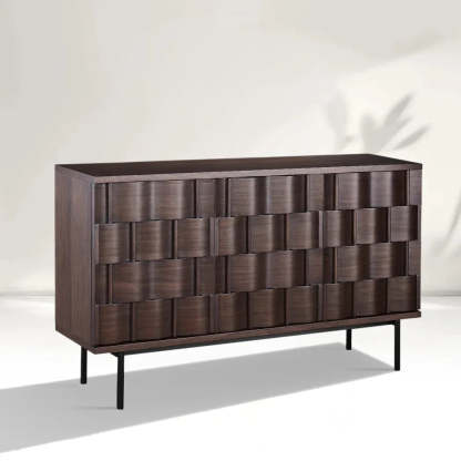 Ariel 3-Door Modern Sideboard Cabinet with Woven Texture
