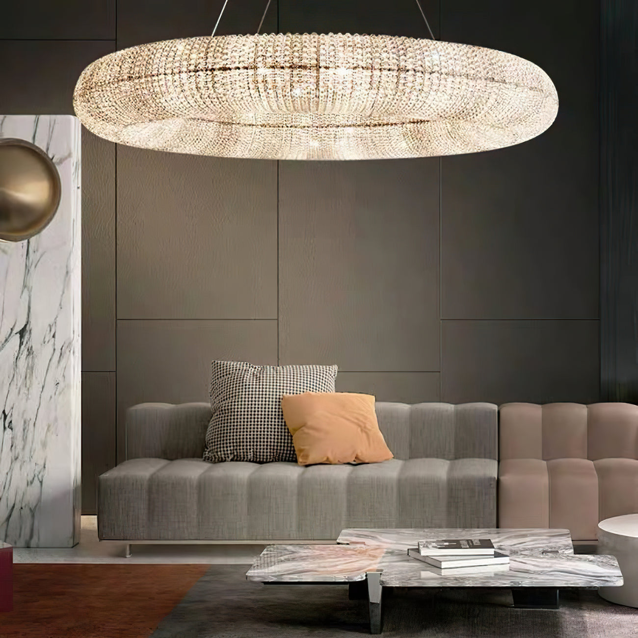 Arden Stranded Crystal Round LED Chandelier 72"