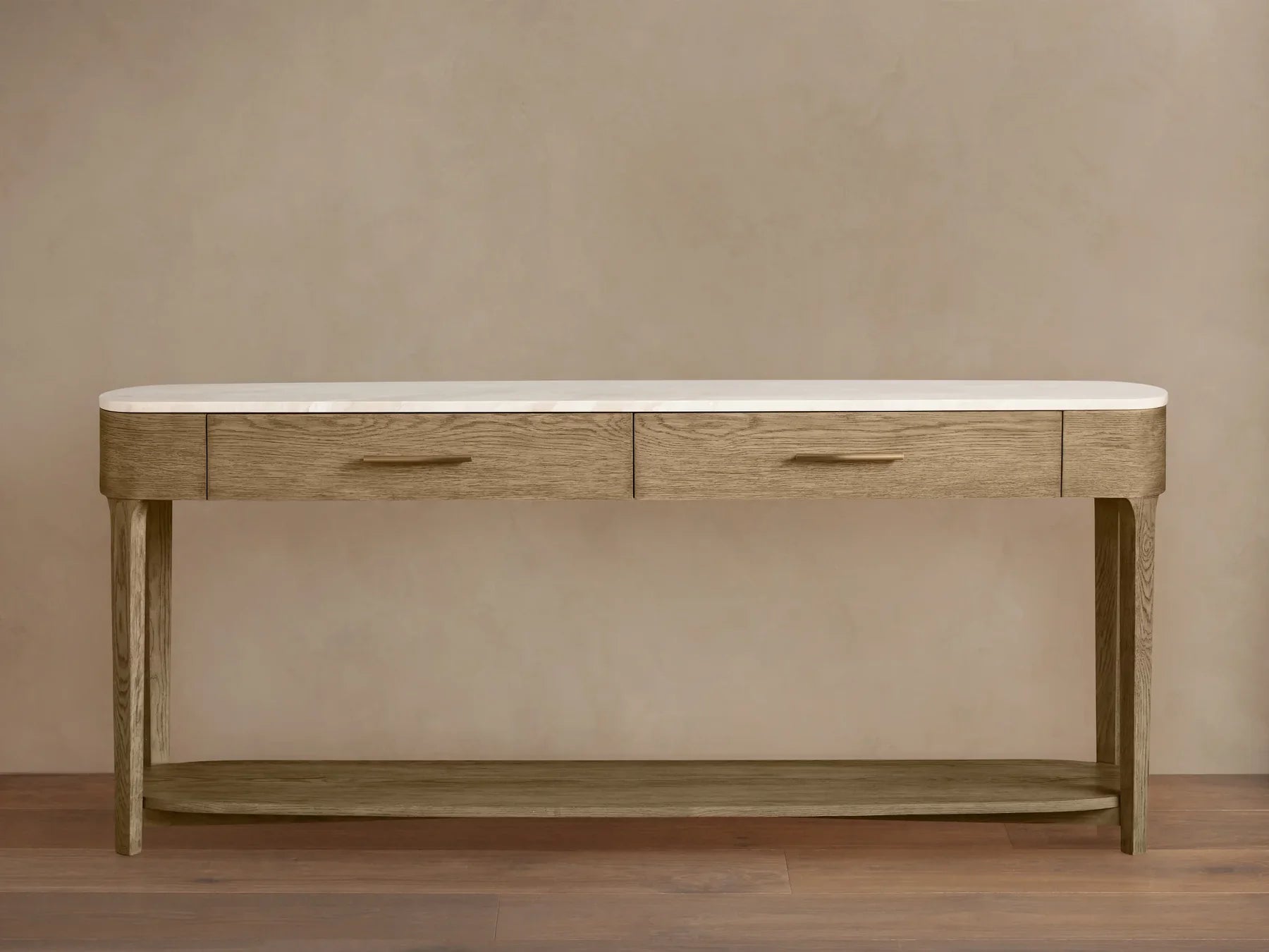 Danny Console Table Oak with Marble Top Rectangular Living Furniture-Fullstarlighting
