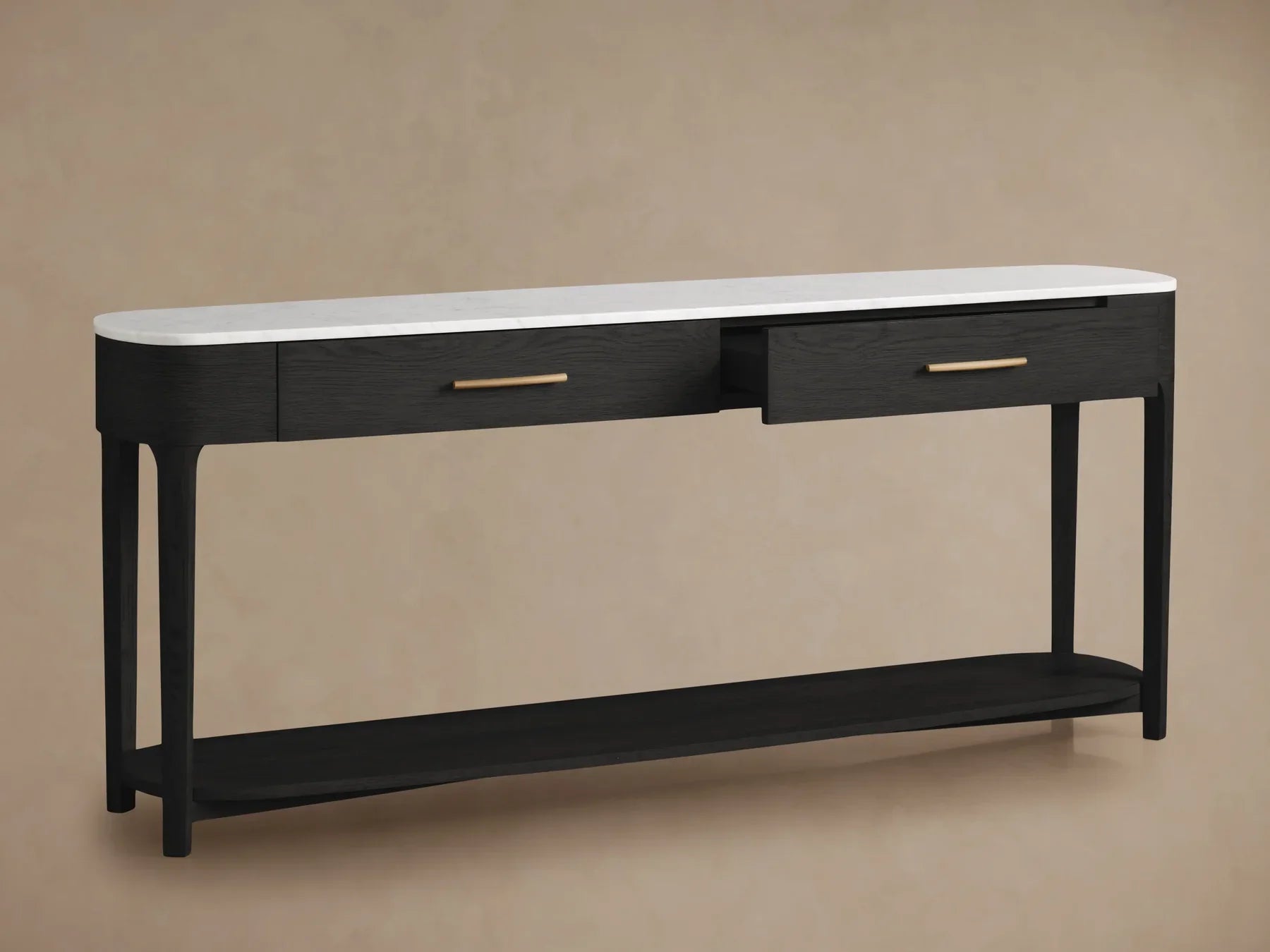 Danny Console Table Oak with Marble Top Rectangular Living Furniture-Fullstarlighting