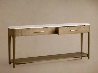 Danny Console Table Oak with Marble Top Rectangular Living Furniture