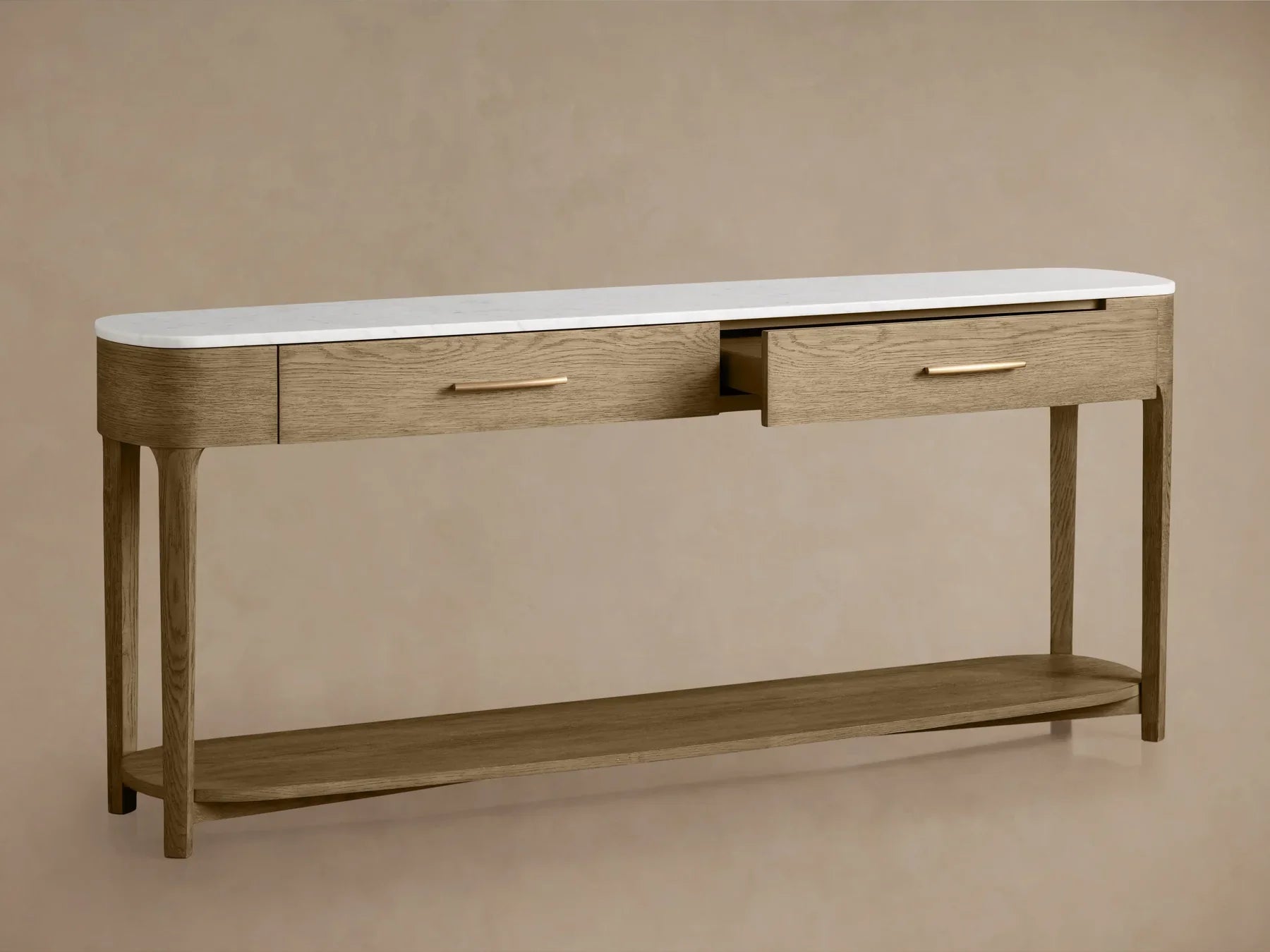 Danny Console Table Oak with Marble Top Rectangular Living Furniture-Fullstarlighting
