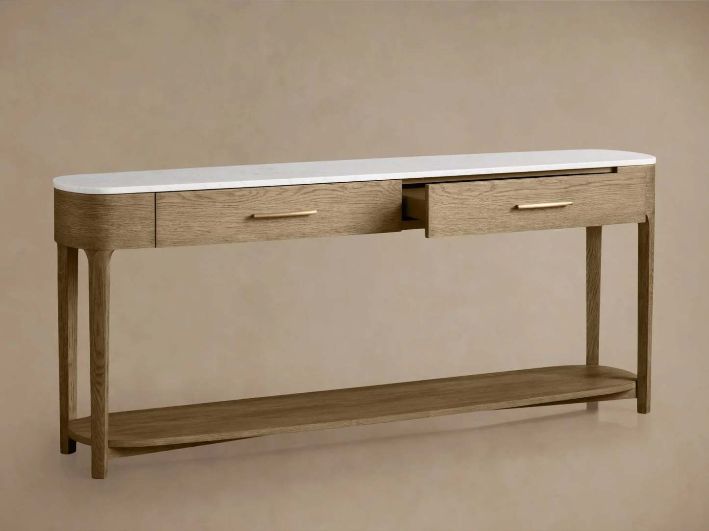 Danny Console Table Oak with Marble Top Rectangular Living Furniture-Fullstarlighting