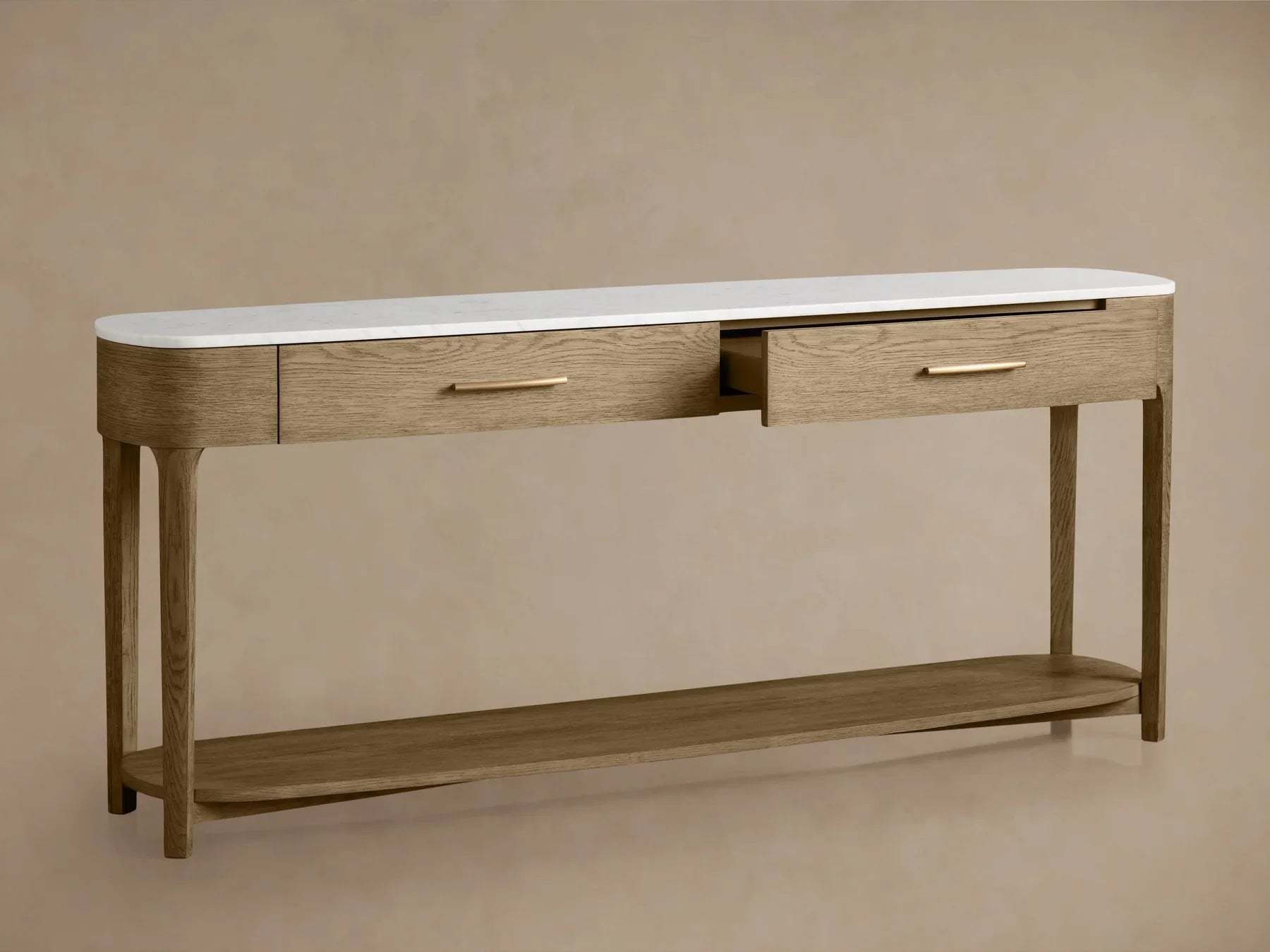 Danny Console Table Oak with Marble Top Rectangular Living Furniture-Fullstarlighting