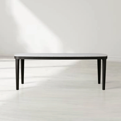 Danny Rectangular Marble Top Dining Table with Oak Wood Base-Fullstarlighting