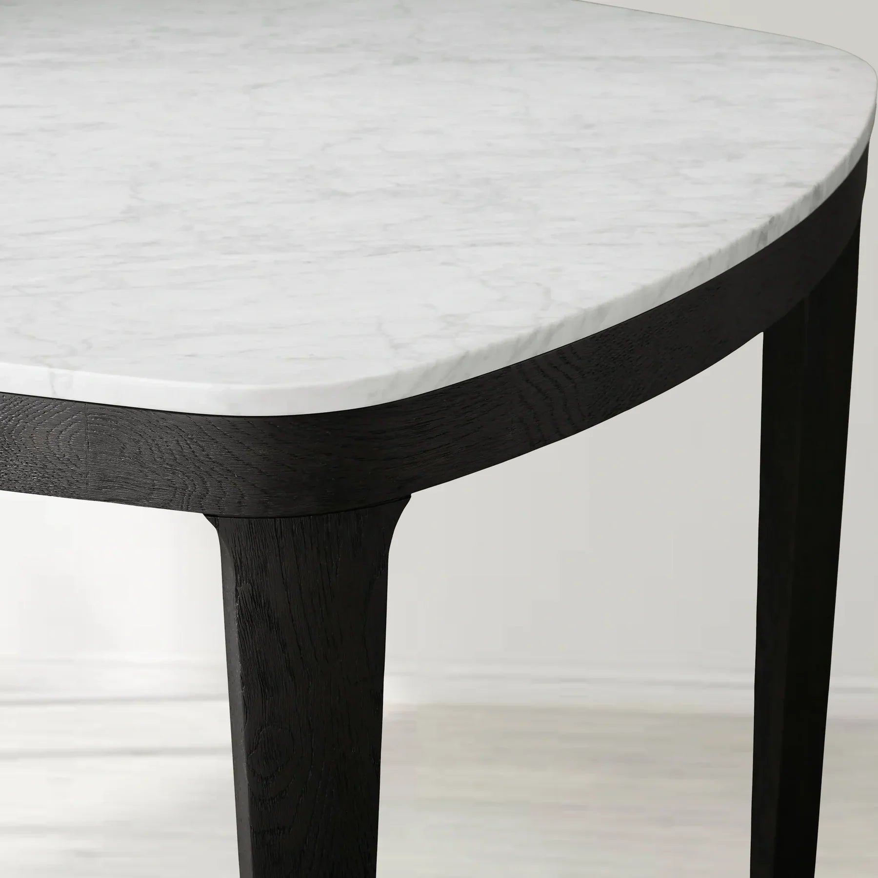 Danny Rectangular Marble Top Dining Table with Oak Wood Base-Fullstarlighting