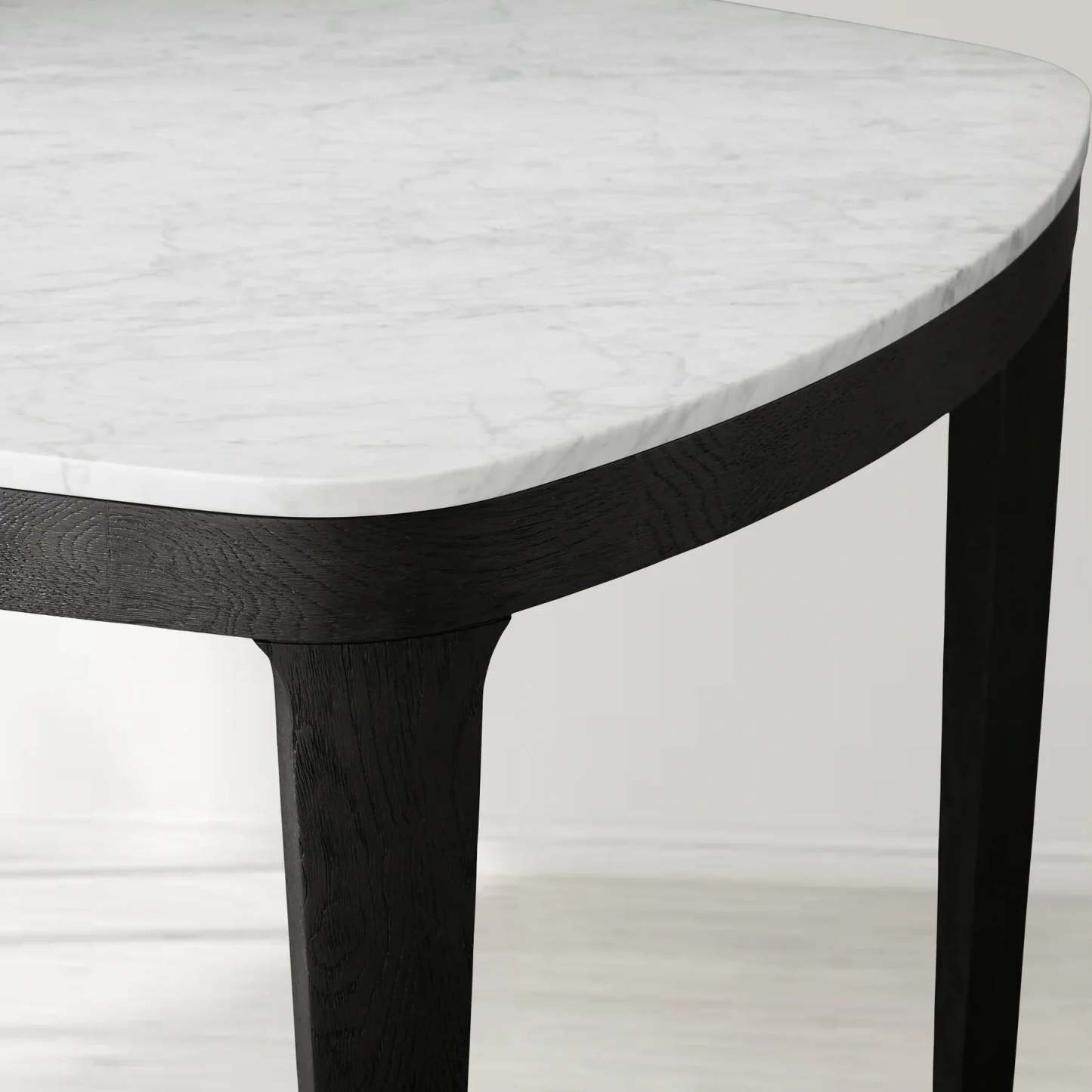 Danny Rectangular Marble Top Dining Table with Oak Wood Base