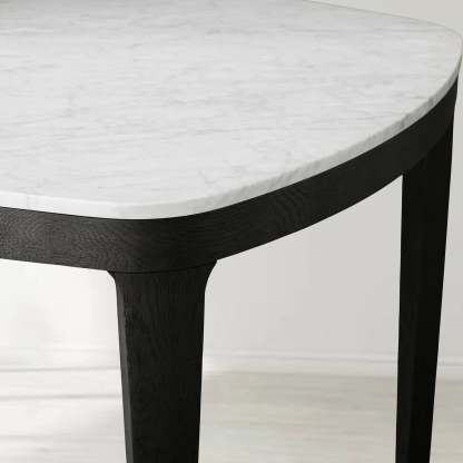 Danny Rectangular Marble Top Dining Table with Oak Wood Base