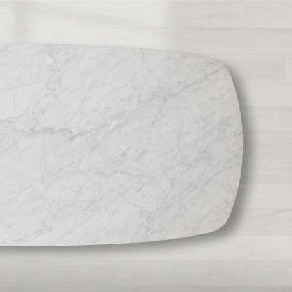 Danny Rectangular Marble Top Dining Table with Oak Wood Base