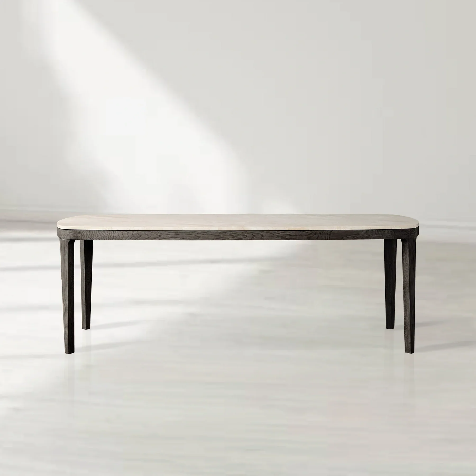 Danny Rectangular Marble Top Dining Table with Oak Wood Base-Fullstarlighting