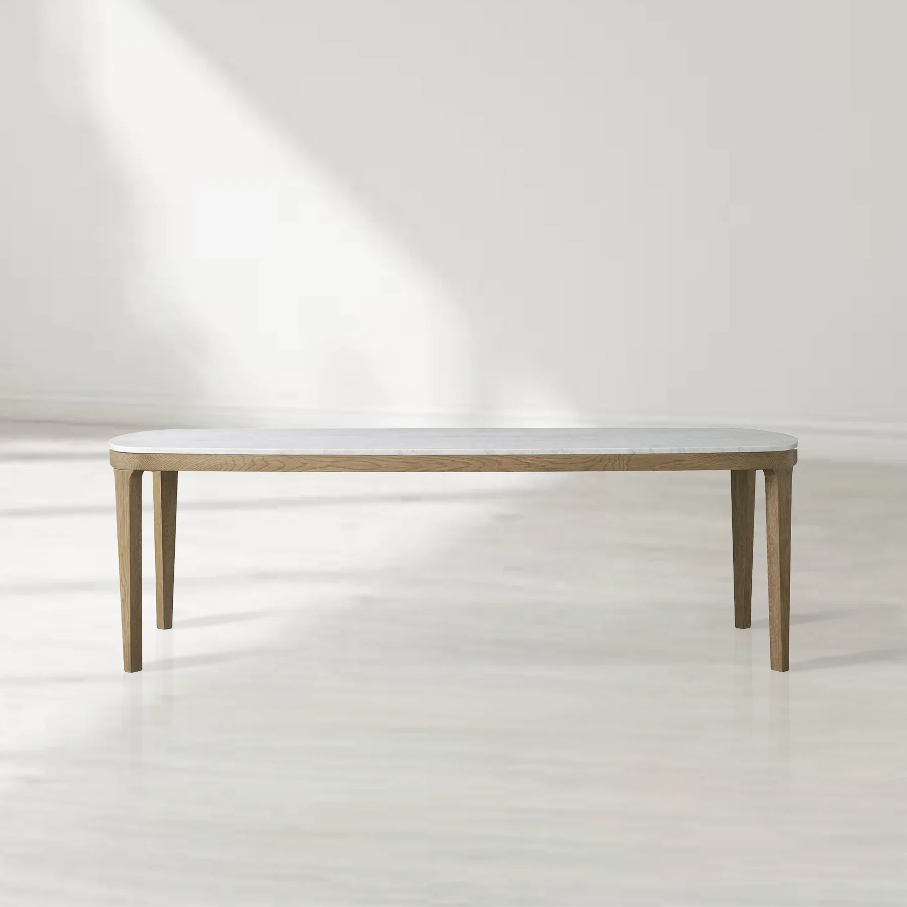 Danny Rectangular Marble Top Dining Table with Oak Wood Base-Fullstarlighting