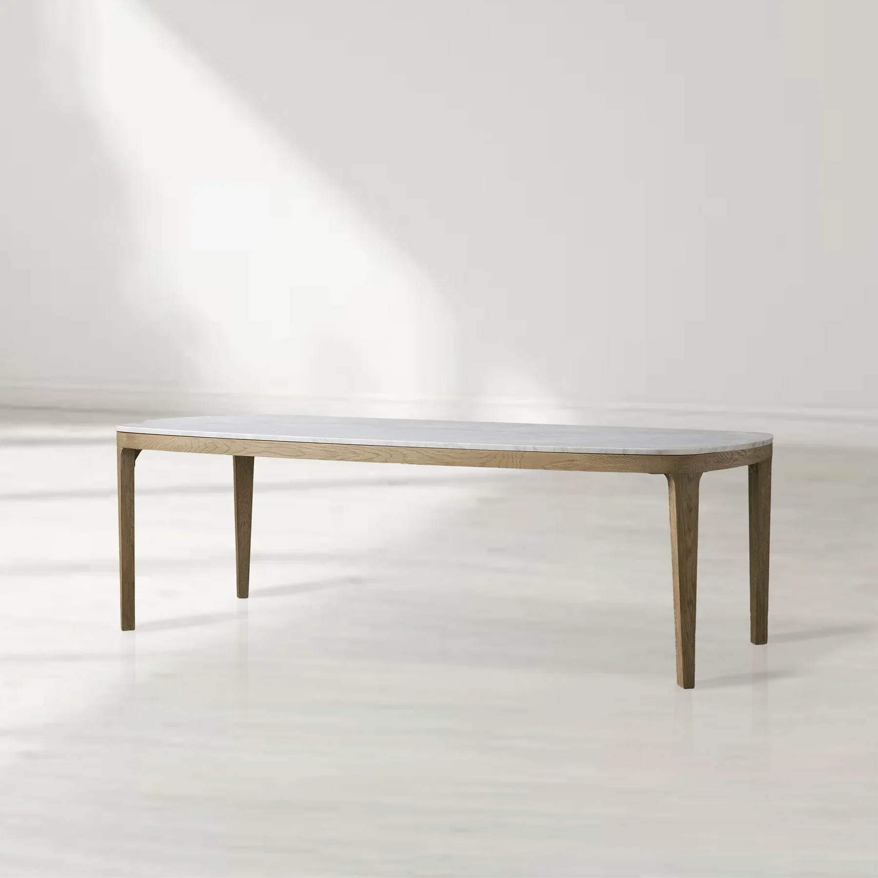 Danny Rectangular Marble Top Dining Table with Oak Wood Base-Fullstarlighting