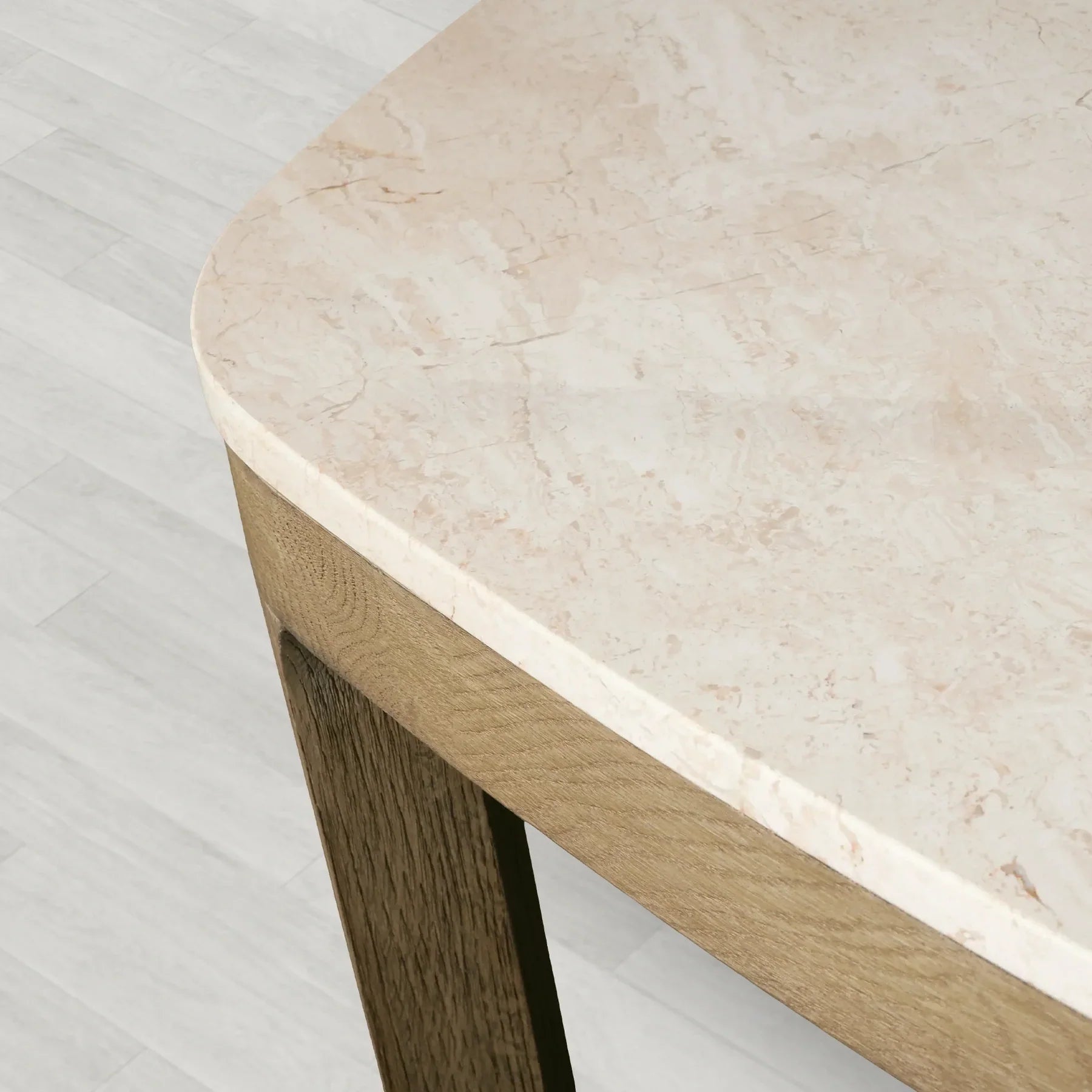 Danny Rectangular Marble Top Dining Table with Oak Wood Base-Fullstarlighting