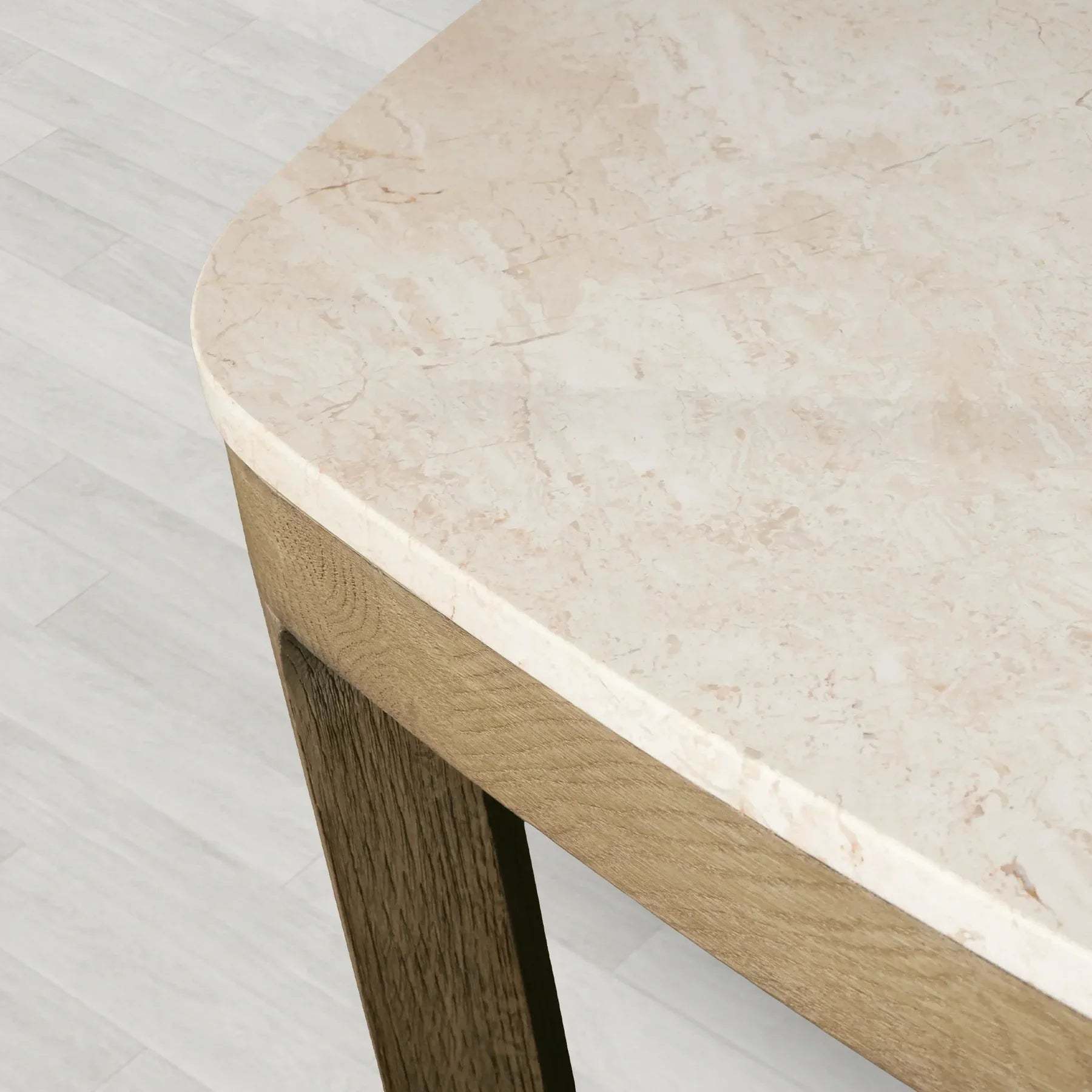 Danny Rectangular Marble Top Dining Table with Oak Wood Base