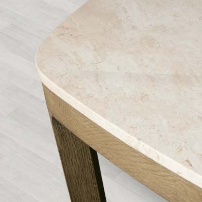 Danny Rectangular Marble Top Dining Table with Oak Wood Base