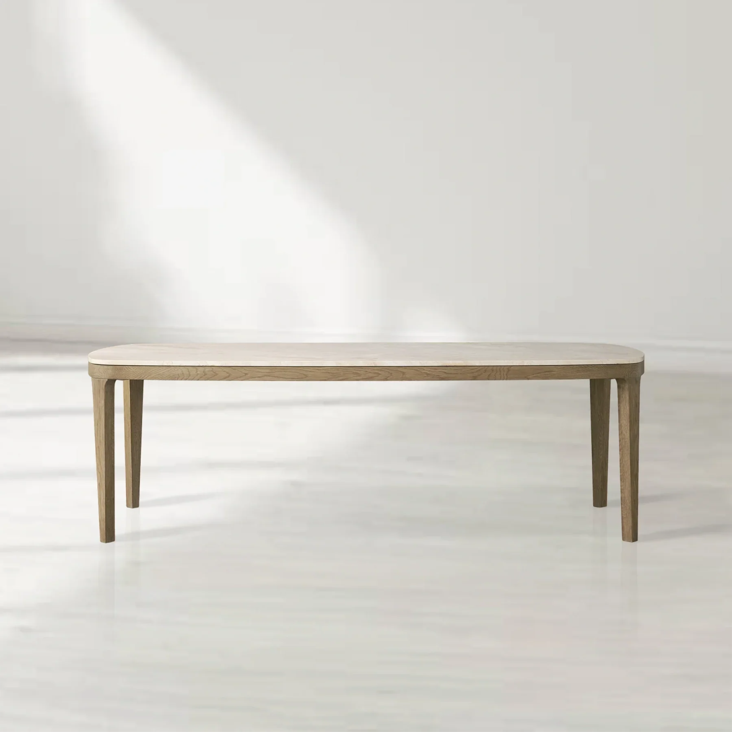 Danny Rectangular Marble Top Dining Table with Oak Wood Base-Fullstarlighting