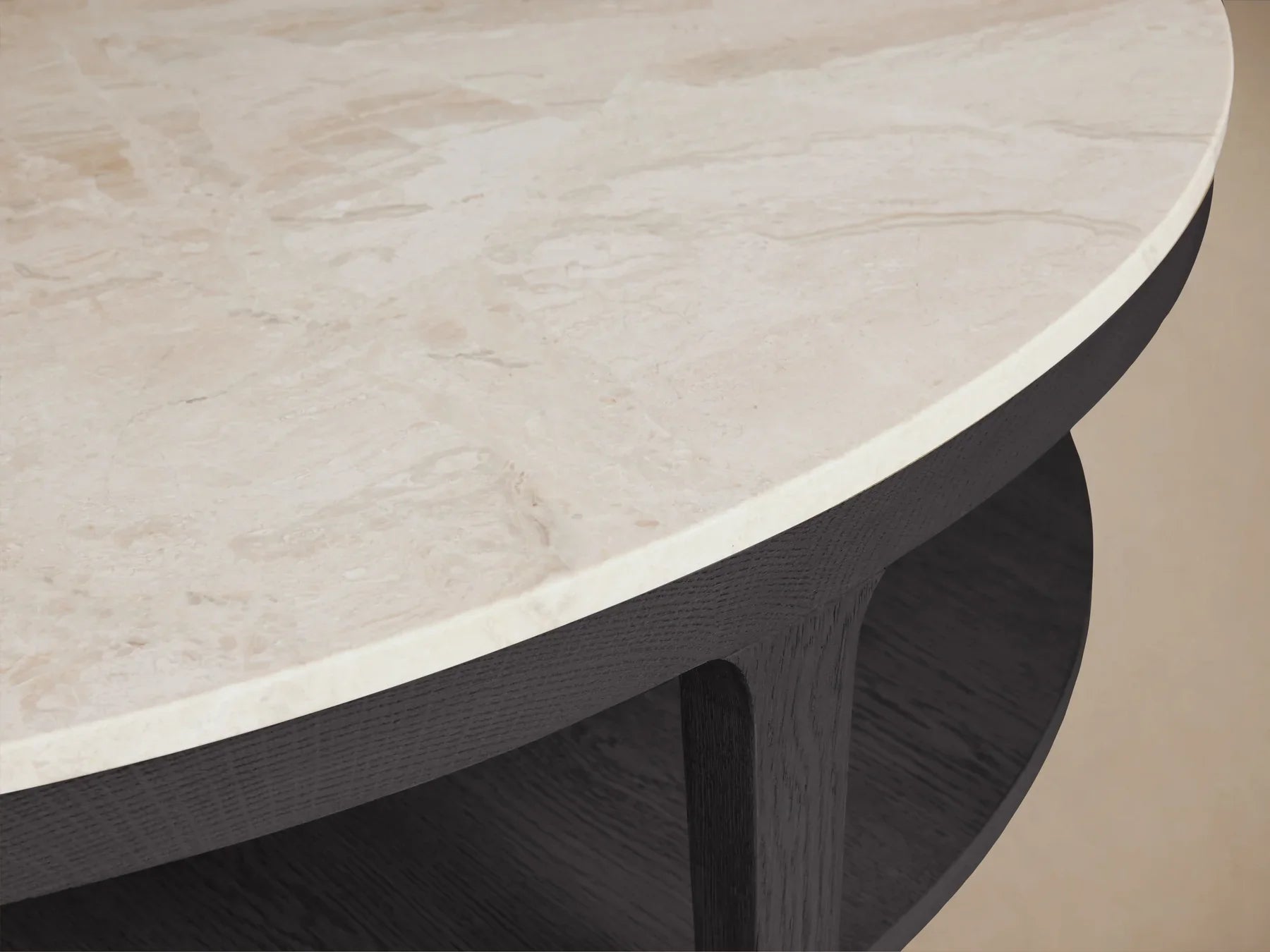Danny Round Coffee Table Oak Wood Marble Top Contemporary Style