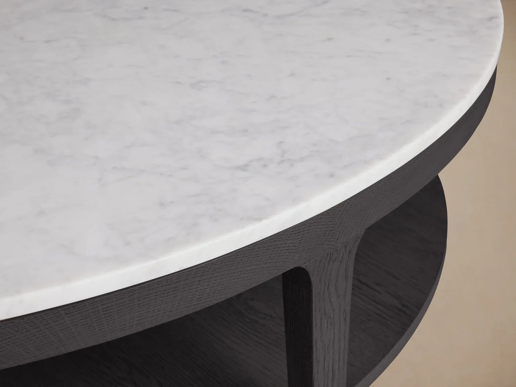 Danny Round Coffee Table Oak Wood Marble Top Contemporary Style