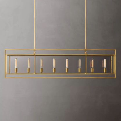 Deckman Glass Lantern Rectangular Chandelier 72"-Fullstarlighting