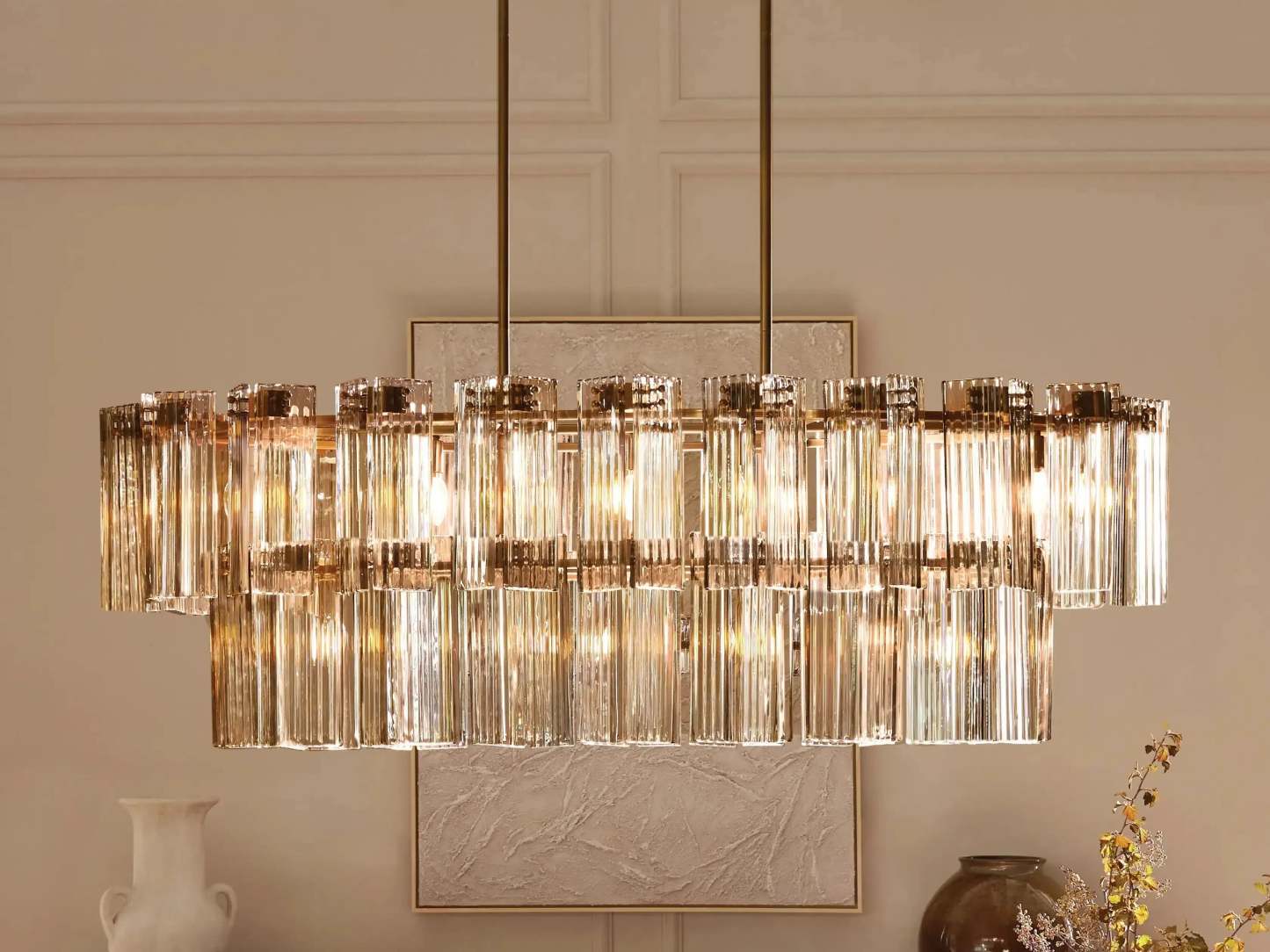 Delsie Oval Art Glass Chandelier 51''63''72''