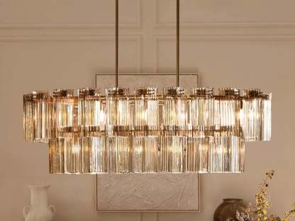 Delsie Oval Art Glass Chandelier 51''63''72''