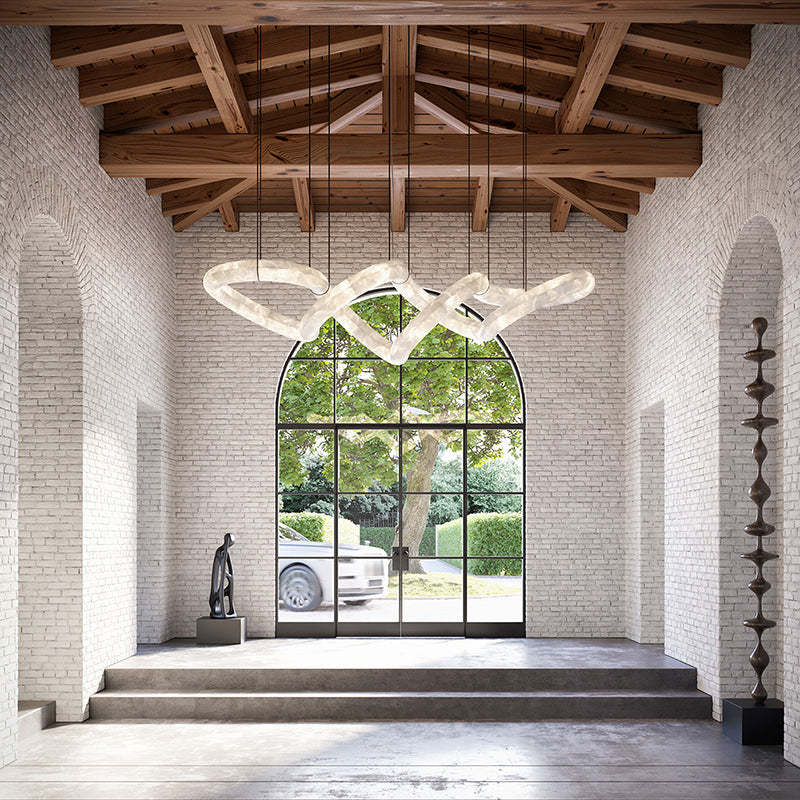 Designer Symmetrical Alabaster Pendant Chandelier-Fullstarlighting
