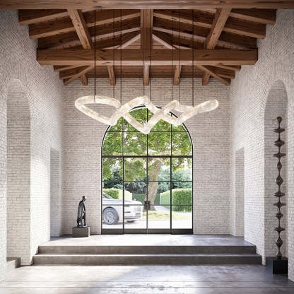 Designer Symmetrical Alabaster Pendant Chandelier-Fullstarlighting