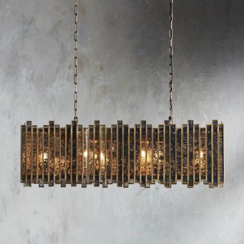 Laile Rectangular Glass Chandelier-Fullstarlighting