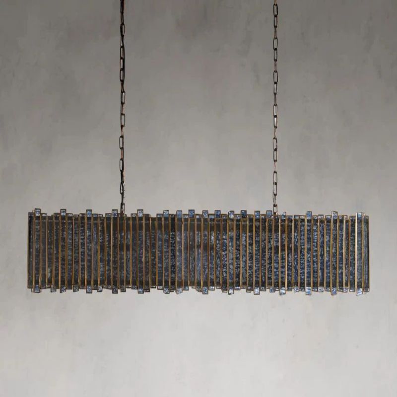 Laile Rectangular Glass Chandelier-Fullstarlighting