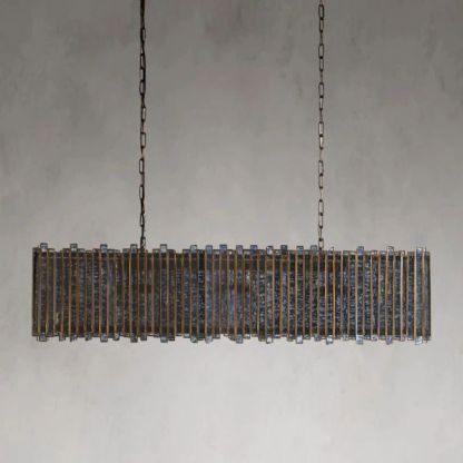 Laile Rectangular Glass Chandelier-Fullstarlighting
