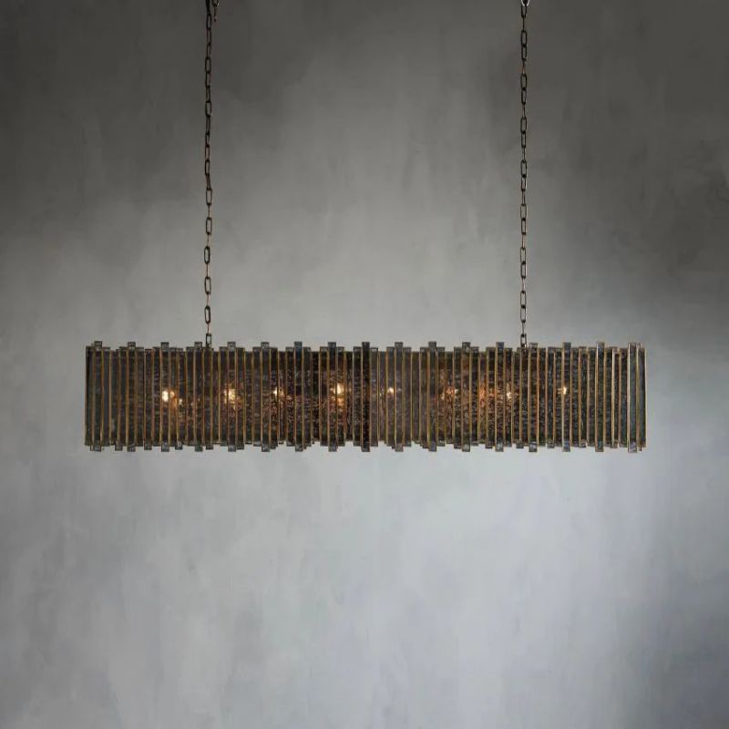 Laile Rectangular Glass Chandelier-Fullstarlighting