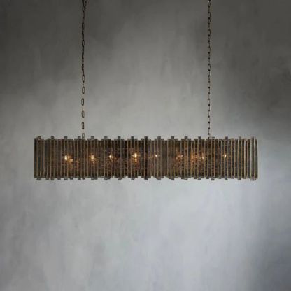 Laile Rectangular Glass Chandelier-Fullstarlighting